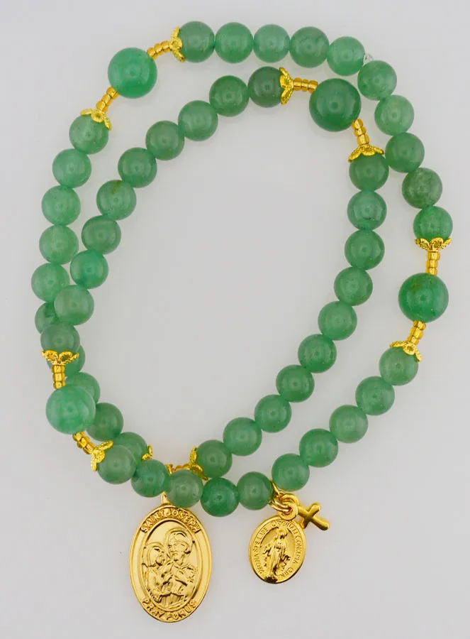 Rosenkranz Wundertätige Medaille und Heiliger Josef aus Aventurin (pic 1)
