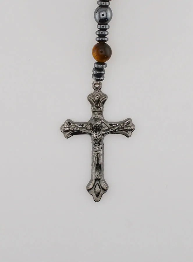 Rosenkranz Wundertätige Madonna aus Hämatit und Tigerauge (pic 3)