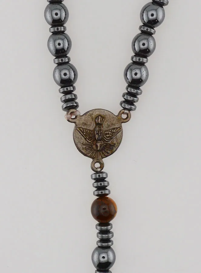 Rosenkranz Wundertätige Madonna aus Hämatit und Tigerauge (pic 4)