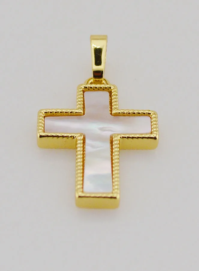Anhänger Kreuz aus Messing und Muschel - 20mm (pic 2)