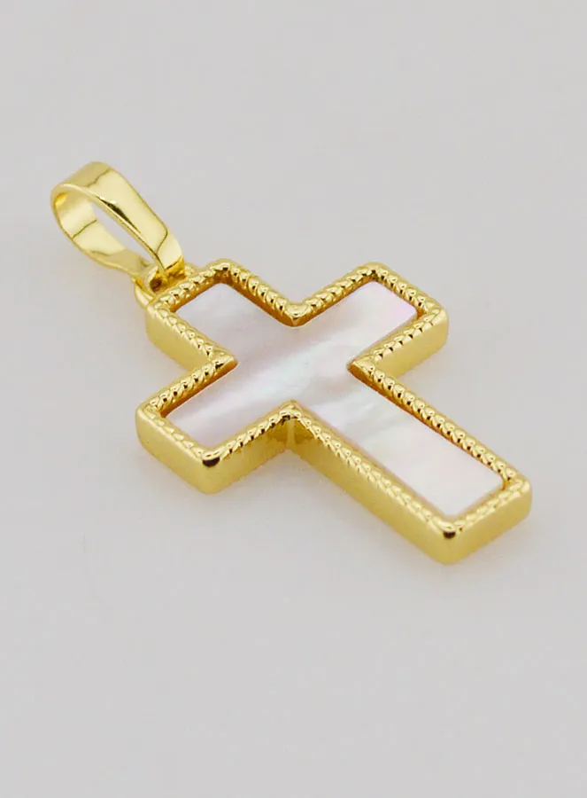 Anhänger Kreuz aus Messing und Muschel - 20mm (pic 3)