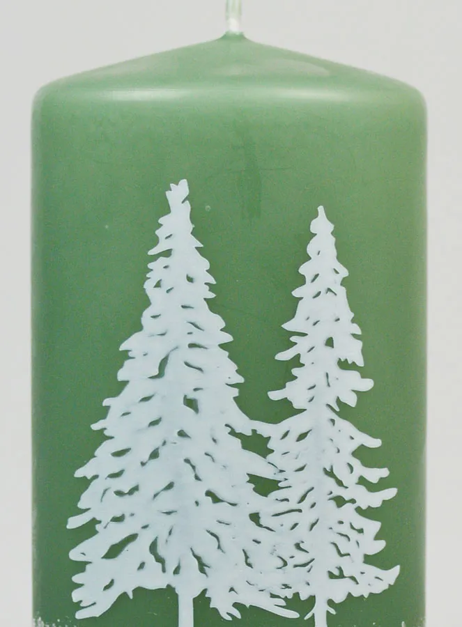 Weihnachtskerze Tannenbäume mit Schnee – Grün (pic 3)