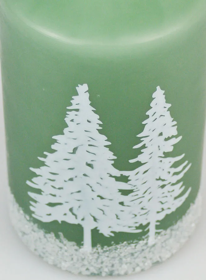 Weihnachtskerze Tannenbäume mit Schnee – Grün (pic 4)