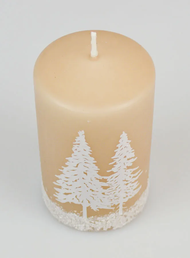 Weihnachtskerze Tannenbäume mit Schnee – Cappuccino (pic 2)