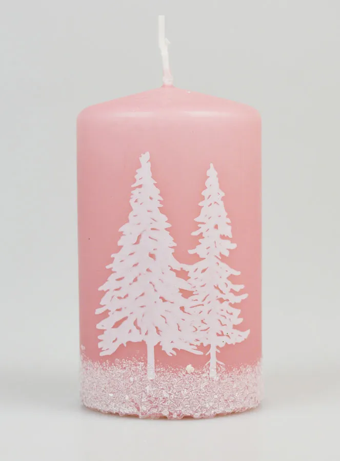 Deko Kerze Winterstimmung – Rosa Gepudert (pic 1)
