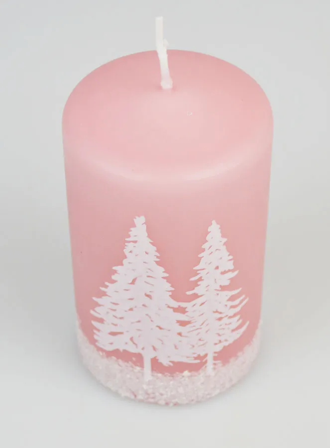 Deko Kerze Winterstimmung – Rosa Gepudert (pic 2)