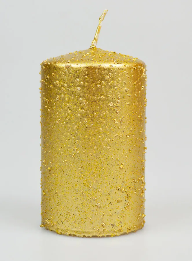 Weihnachtskerze mit Glitzer – Goldfarben (pic 1)