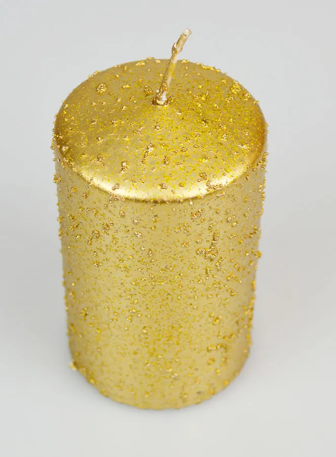 Weihnachtskerze mit Glitzer – Goldfarben (pic 2)