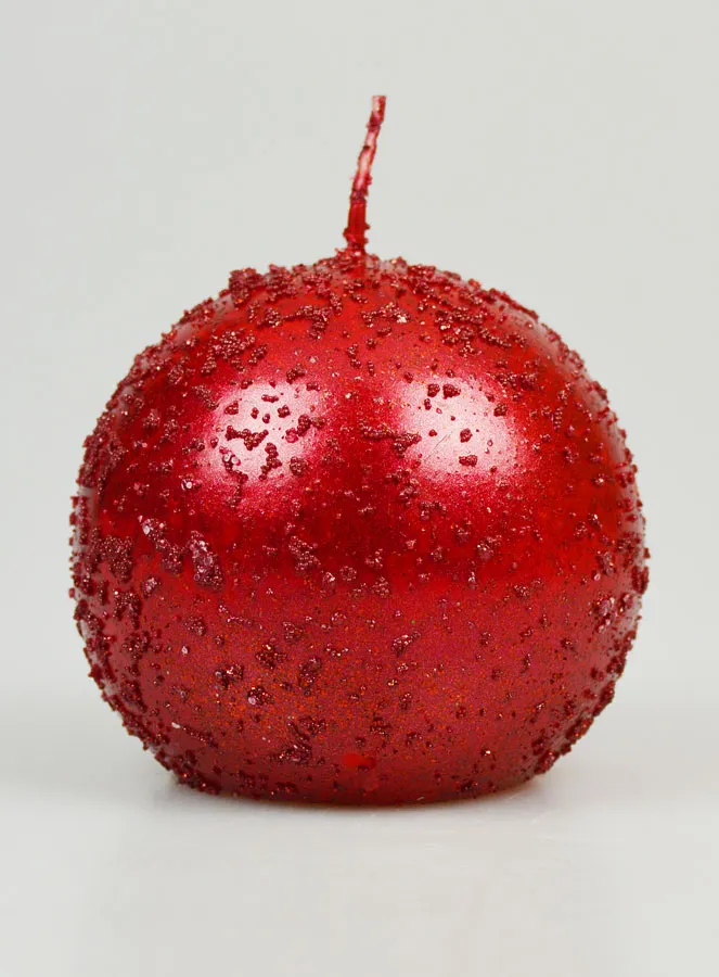 Glitzernde Deko Kugelkerze 8 cm - Rot (pic 1)