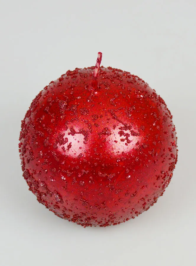 Glitzernde Deko Kugelkerze 8 cm - Rot (pic 2)