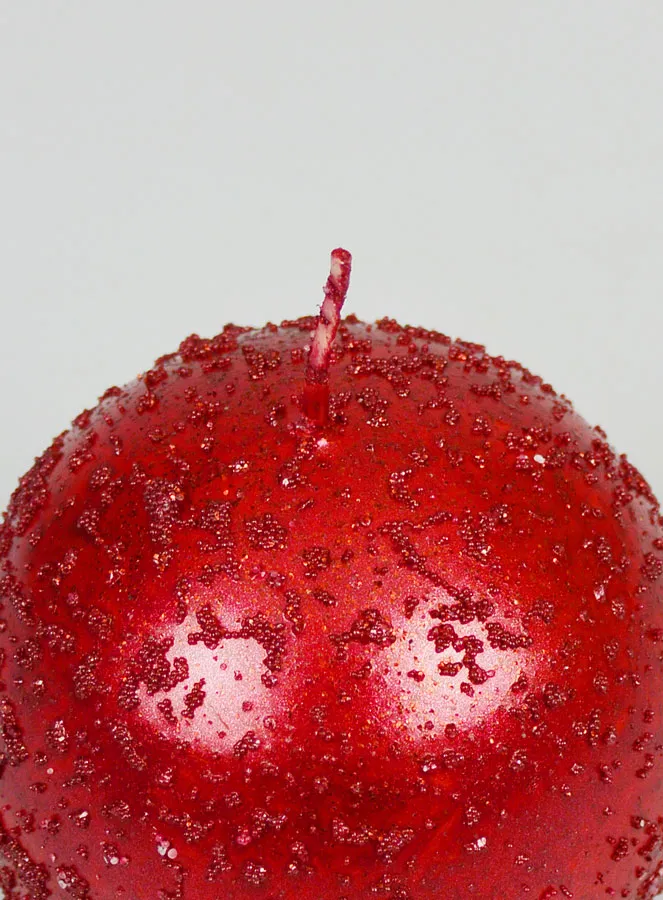 Glitzernde Deko Kugelkerze 8 cm - Rot (pic 4)