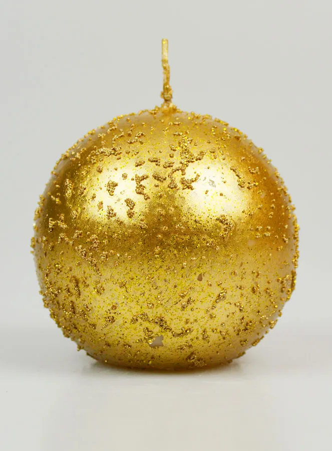 Glitzernde Deko Kugelkerze 8 cm - Antik Gold (pic 1)
