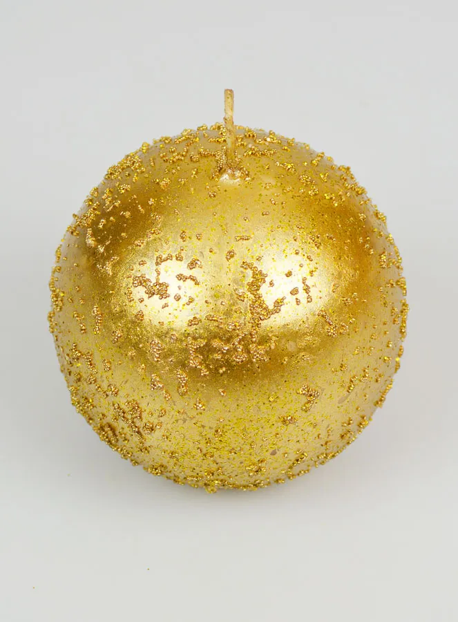 Glitzernde Deko Kugelkerze 8 cm - Antik Gold (pic 2)