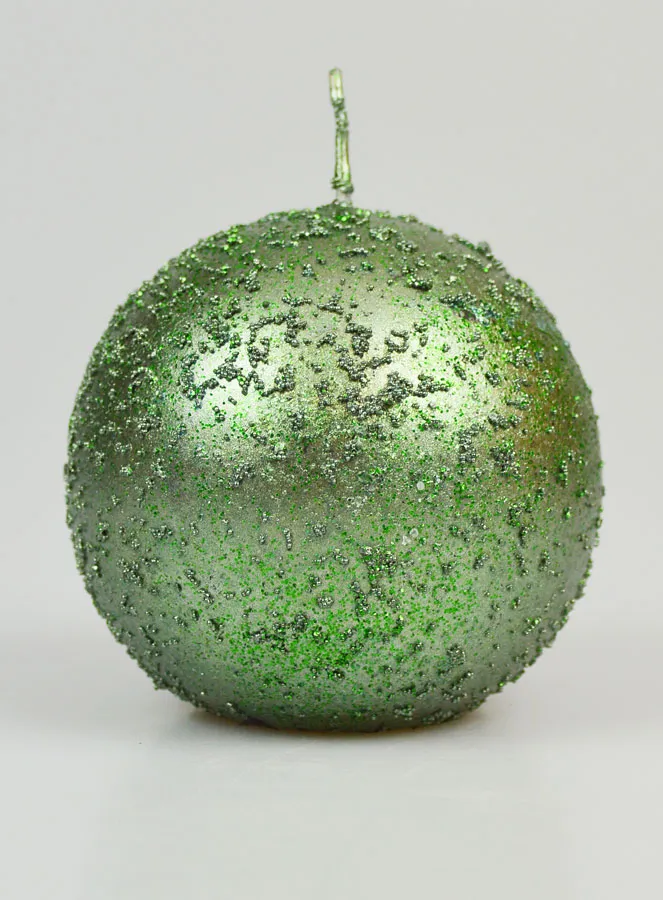 Glitzernde Deko Kugelkerze 8 cm - Tannen Grün (pic 1)