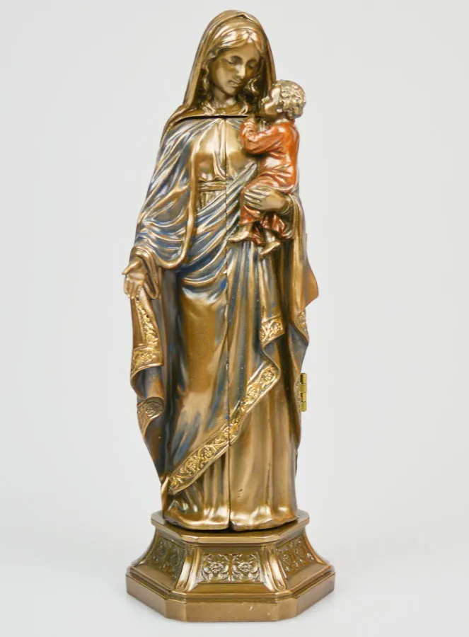 Religiöse Figur Triptychon Jungfrau mit Kind aus Bronze – 20cm (pic 2)