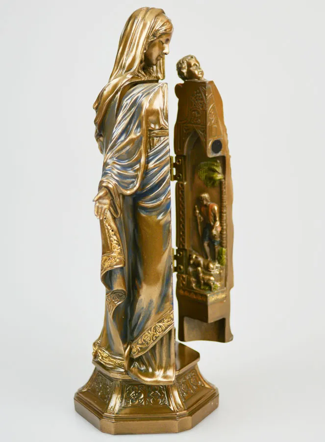 Religiöse Figur Triptychon Jungfrau mit Kind aus Bronze – 20cm (pic 3)