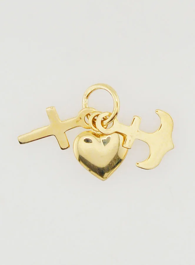 Anhänger aus 9 Karat Gold Anker Herz und Kreuz - 10mm (pic 1)