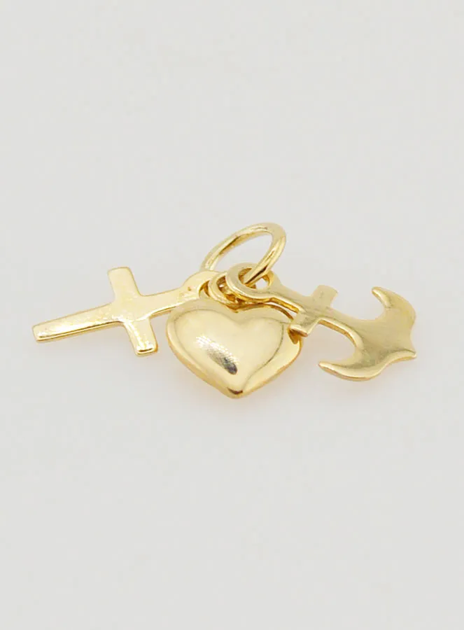 Anhänger aus 9 Karat Gold Anker Herz und Kreuz - 10mm (pic 2)