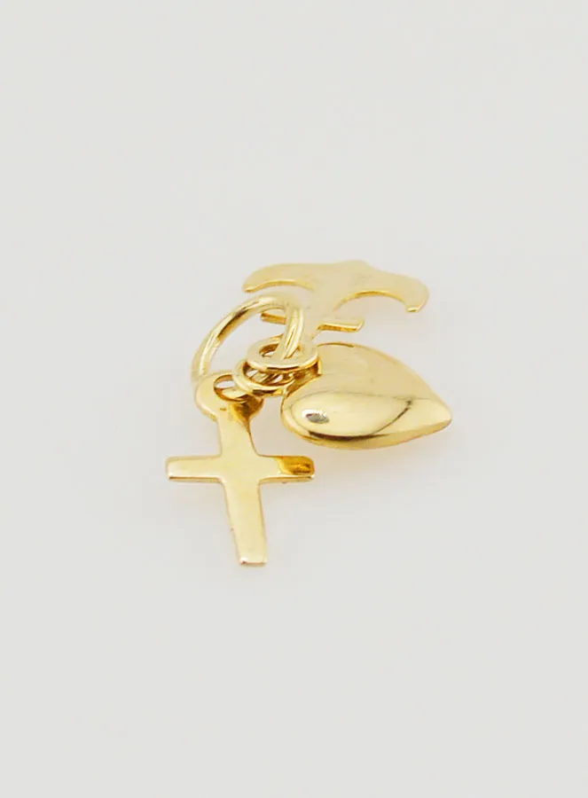 Anhänger aus 9 Karat Gold Anker Herz und Kreuz - 10mm (pic 3)