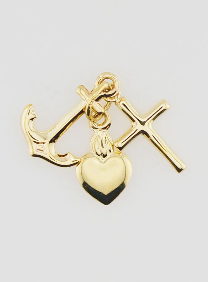 Gold Anhänger Anker Herz und Kreuz 15mm (pic 1)