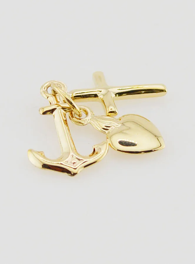 Gold Anhänger Anker Herz und Kreuz 15mm (pic 3)