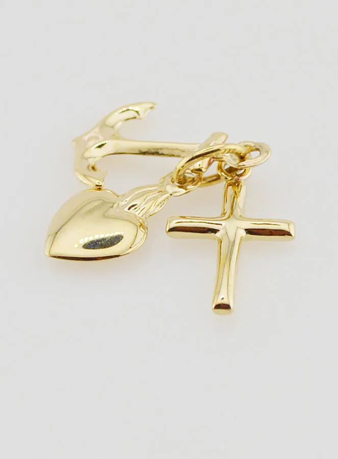 Gold Anhänger Anker Herz und Kreuz 15mm (pic 4)