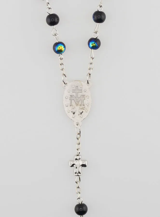 Rosenkranz Wunderbare Medaille und Perlen mit Chromoptik – Schwarz (pic 4)