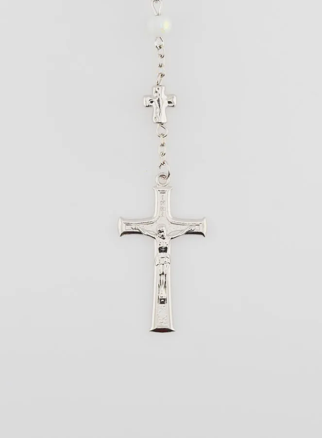 Rosenkranz Wundertätige Medaille und Perlen mit Chromoptik – Weiß (pic 3)