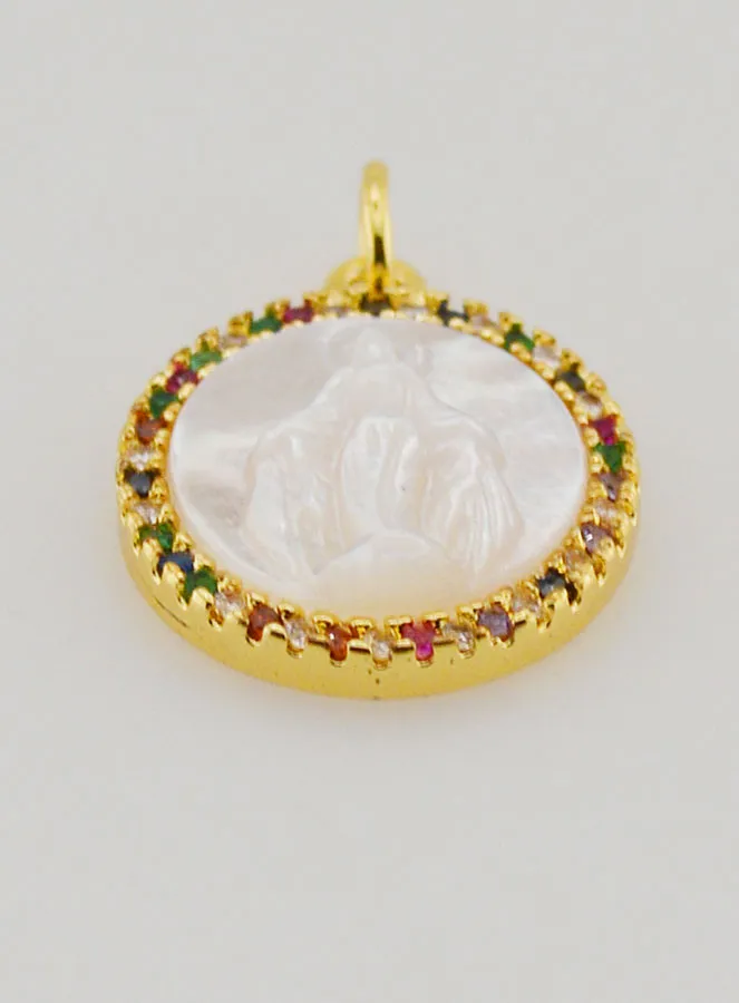 Medaille Wunderbare Madonna aus Perlmutt – 15mm (pic 2)