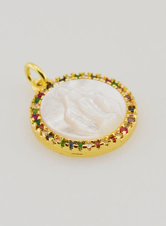 Medaille Wunderbare Madonna aus Perlmutt – 15mm (pic 3)