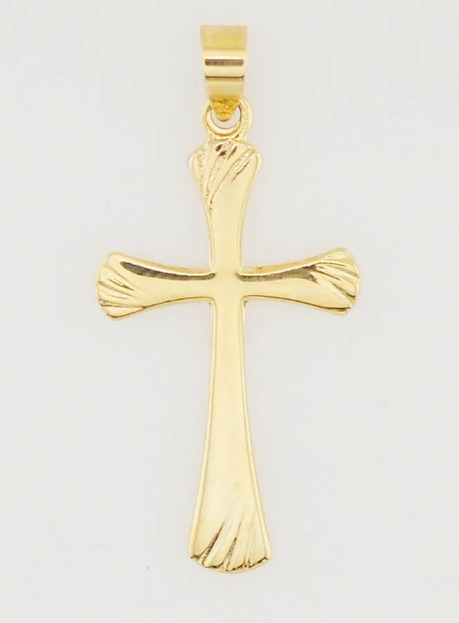 Anhänger Kreuz mit Rillen 22 mm – 9K Gold (pic 1)