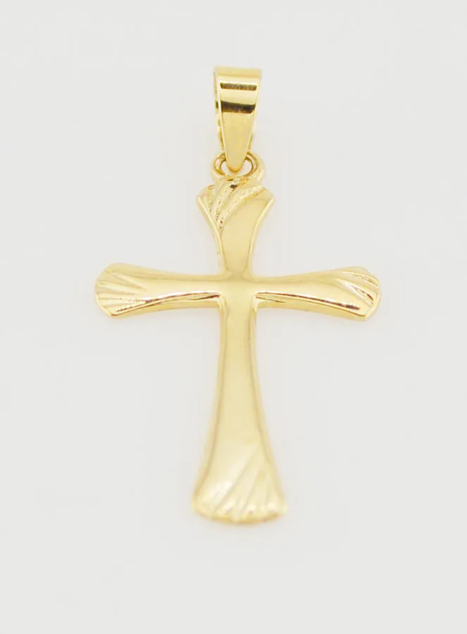 Anhänger Kreuz mit Rillen 22 mm – 9K Gold (pic 2)