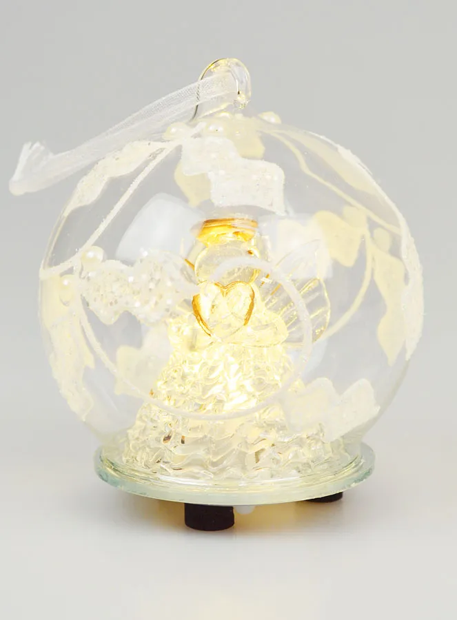 Leuchtende Weihnachtskugel Engel aus Glas - 8cm (pic 1)