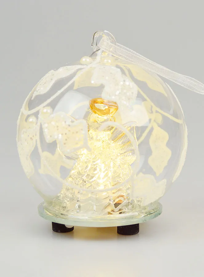 Leuchtende Weihnachtskugel Engel aus Glas - 8cm (pic 4)