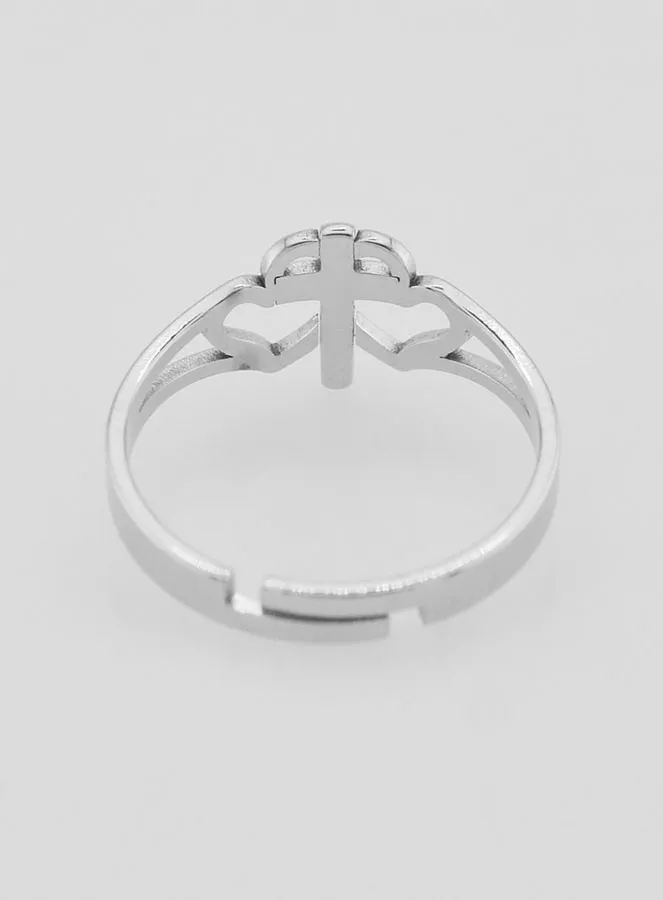 Religiöser Ring mit Kreuz und Herzen Verstellbar (pic 4)