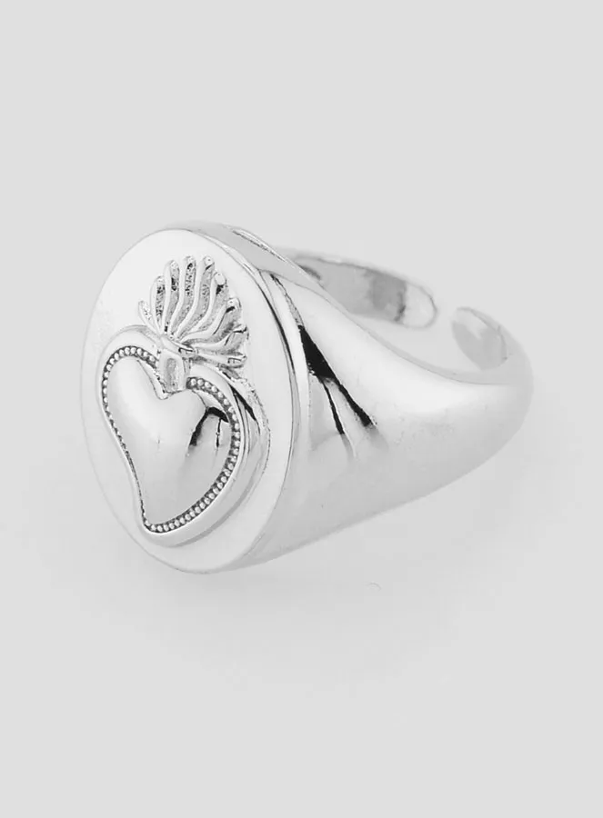 Verstellbarer Siegelring Ex Voto aus Silberfarbenem Messing (pic 3)