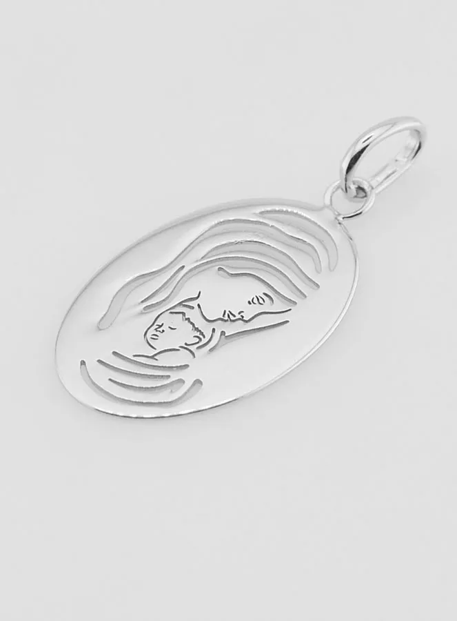 Ovaler Anhänger Madonna mit Kind Silber – 20mm (pic 4)