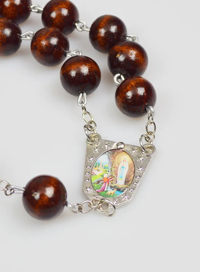 Langer Wand-Rosenkranz aus Lourdes aus Schwarzem Holz (pic 3)