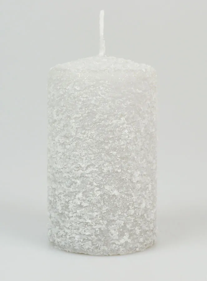 Weihnachtskerze mit Frost-Effekt 10 cm – Silber (pic 1)