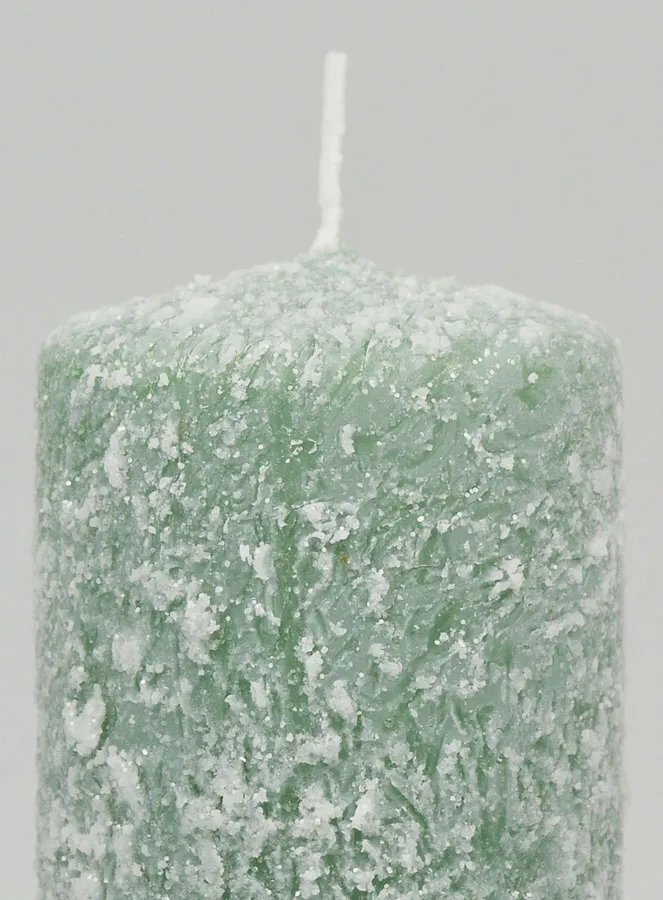 Weihnachtskerze mit Frost-Effekt 10 cm – Tannen Grün (pic 3)