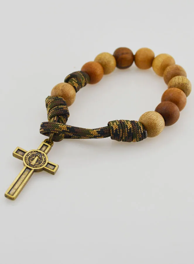 Zehner Rosenkranz Armband große Perlen und Kreuz des Heiligen Benedikt (pic 3)