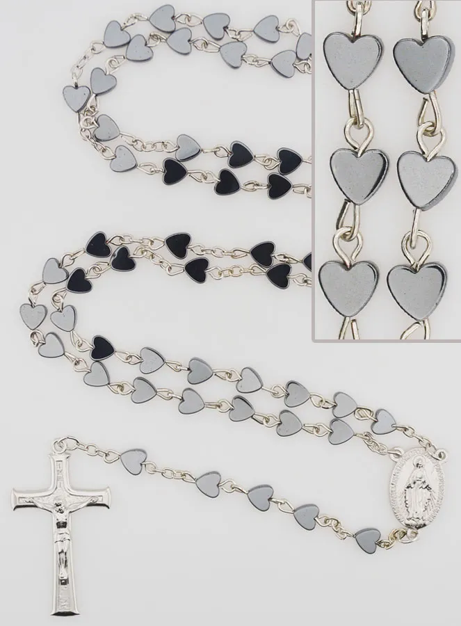 Rosenkranz Wunderbare Madonna aus Hämatit Herz (pic 1)