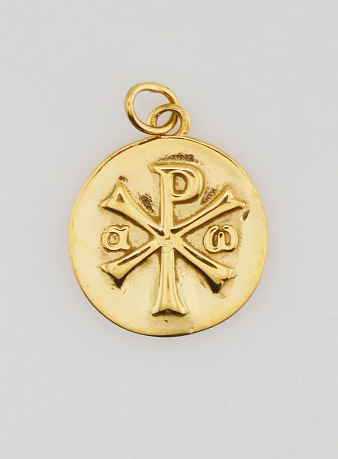Anhänger mit Christus-Monogramm aus Goldfarbenem Edelstahl - 15mm (pic 1)