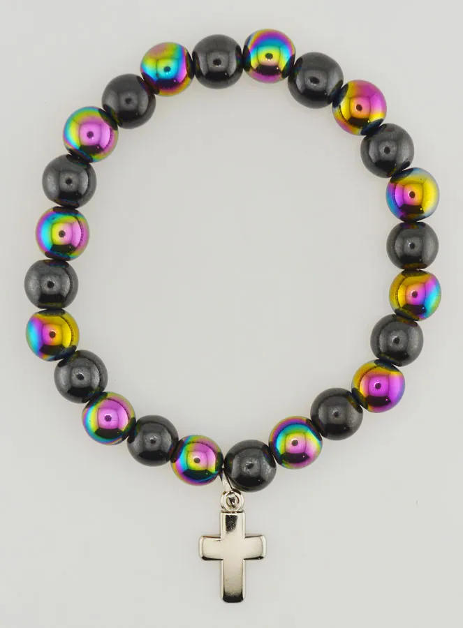 Armband mit Kreuz – Hämatit und Titankristall (pic 1)