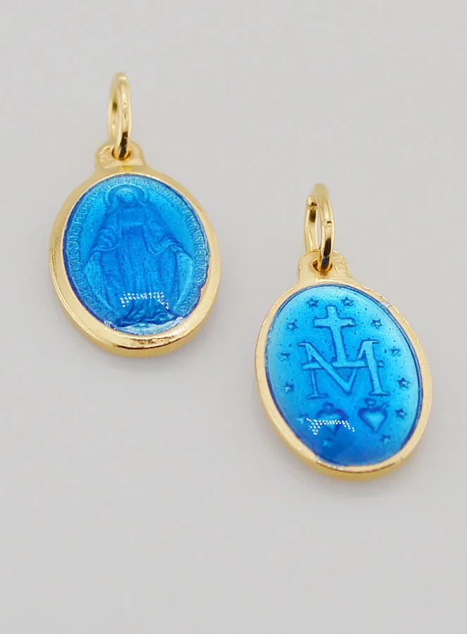 Wundertätige Medaille aus Vergoldetem Silber und Emaille - 17mm (pic 2)