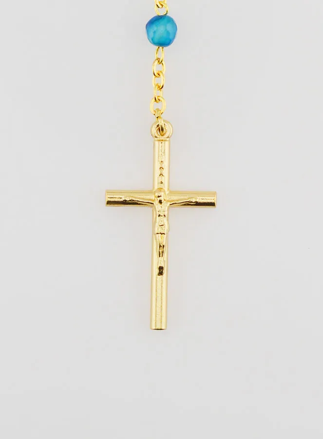 Rosenkranz Wunderbare Medaille aus Achat – Goldfarbene Kette (pic 3)