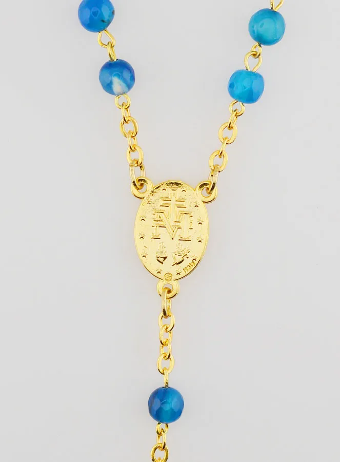 Rosenkranz Wunderbare Medaille aus Achat – Goldfarbene Kette (pic 4)