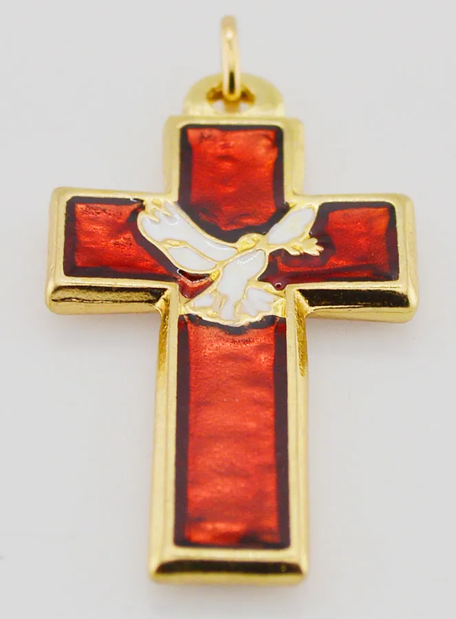 Anhänger Kreuz aus Metall und Rotem Emaille (pic 2)