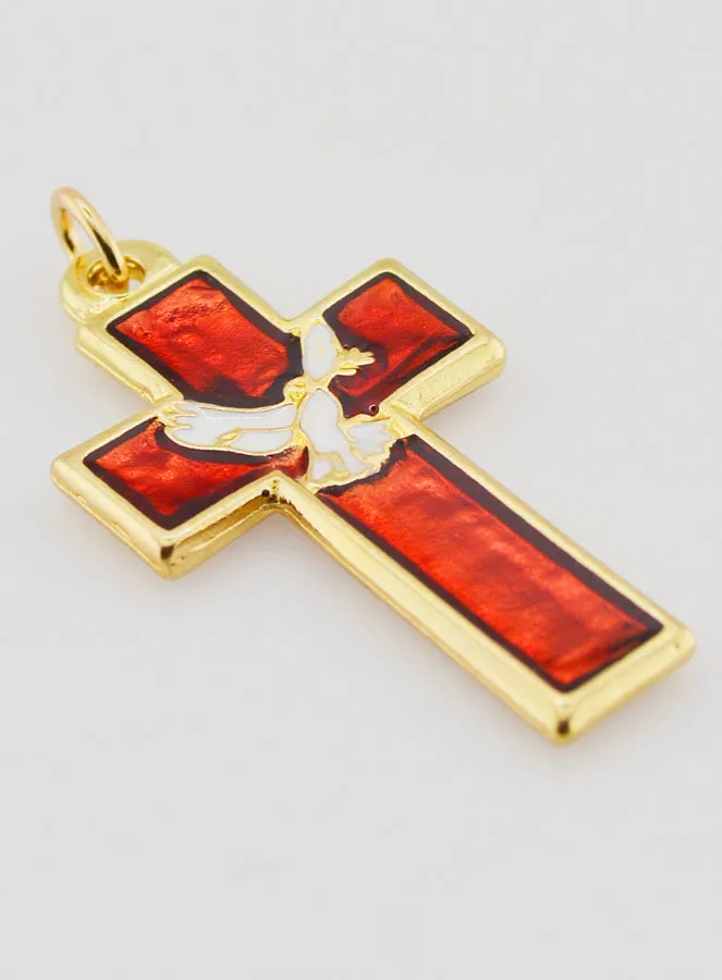 Anhänger Kreuz aus Metall und Rotem Emaille (pic 3)