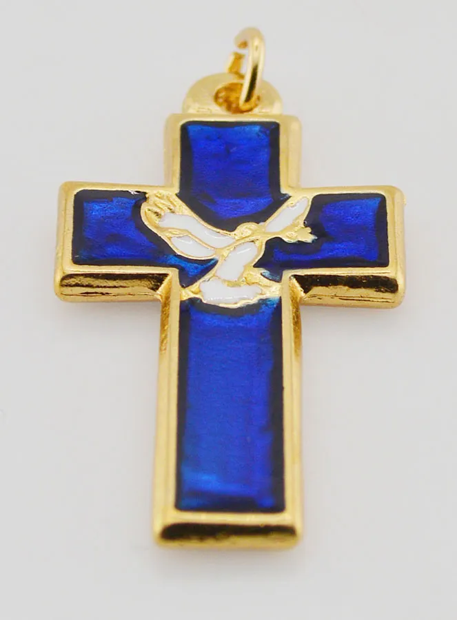 Anhänger Kreuz aus Metall und Blauem Emaille (pic 2)